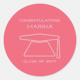 Studentfest för Rosa av personlig Runt Klistermärke