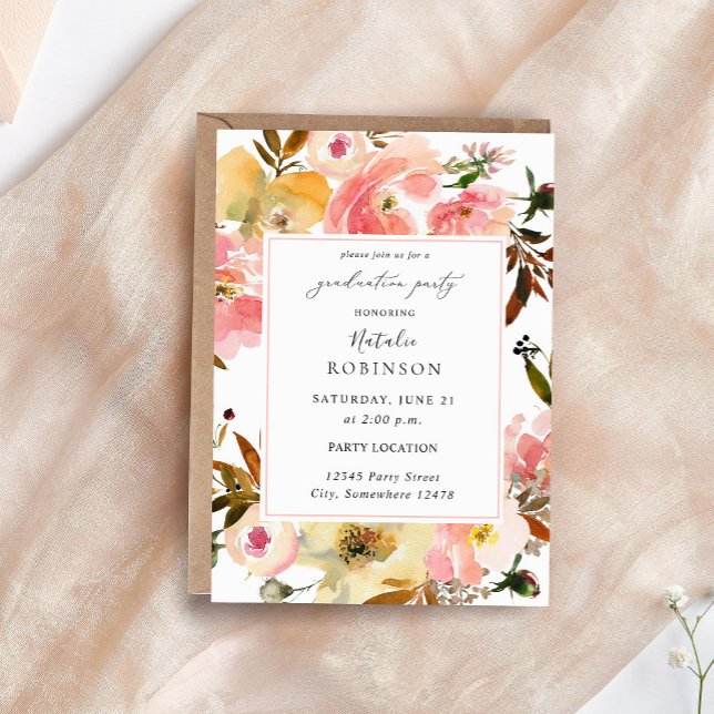 Studentfest för Rosa och Gult av Blommigt Inbjudningar (Skapare uppladdad)