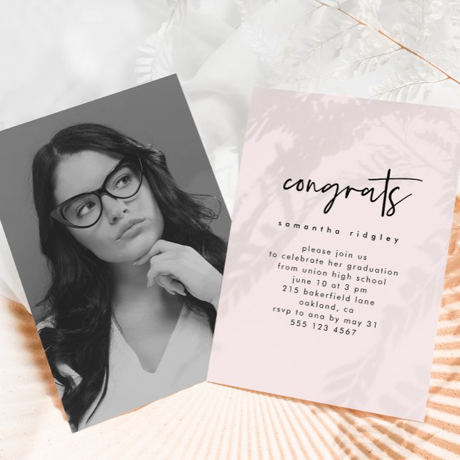 Studentfest för  Rosa-skript - foto Inbjudningar (Skapare uppladdad)