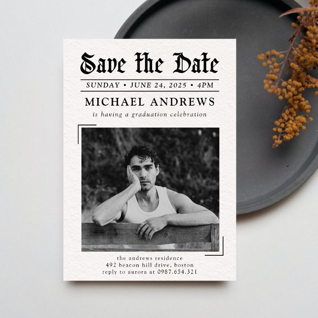 Studentfest för svartvit fotoutskrift inbjudningar (Skapare uppladdad)