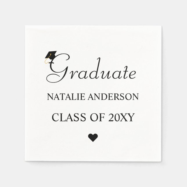 Studentfest för svartvit minimal Grad-Elegant Pappersservett (Framsidan)