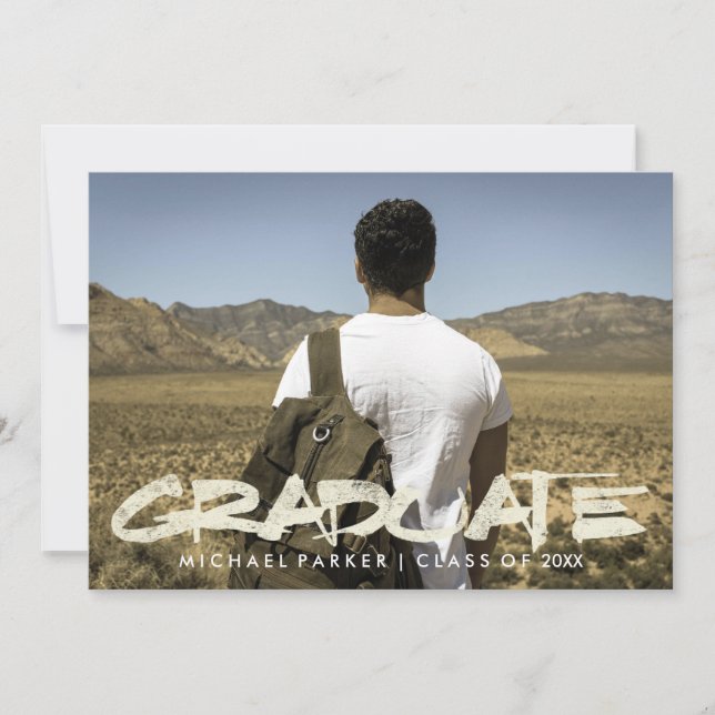 Studentfest för tryckt modern textelemaskulär inbjudningar (Framsida)