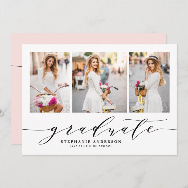  Studentfest för Tvåbildsskript, tre foto Inbjudningar (Fram/baksida)