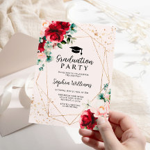 Studentfest för vattenfärg i röd ros och Guld