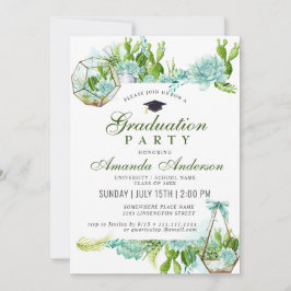 Studentfest för vattenfärgsaktus Eucalyptus Inbjudningar