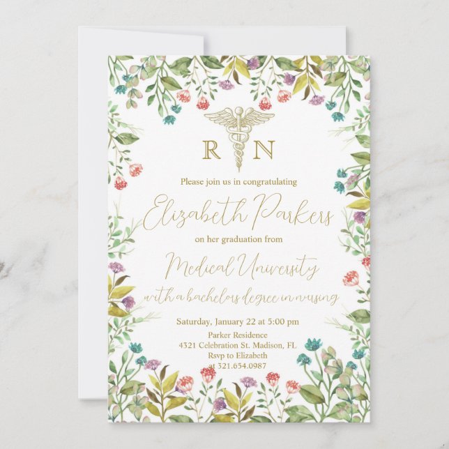 Studentfest för Wildblommor Inbjudningar (Framsida)