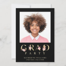 Studentfest Foto för guld Blommigt Brev