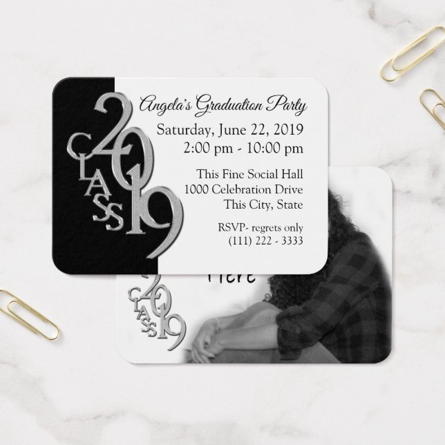 Studentfest Foto-infogningskort 2019 Visitkort (Kontor)