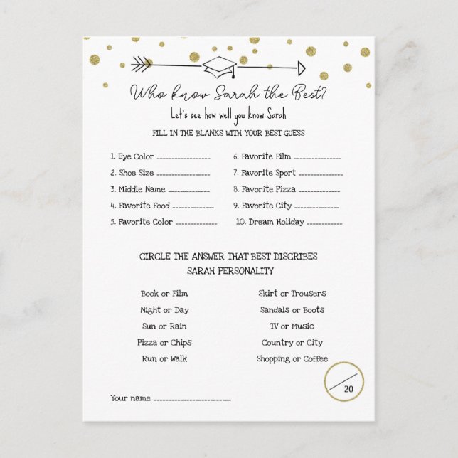 Studentfest Game, känn Student Game. Vykort (Framsida)