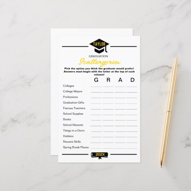 Studentfest Game - Scattergories (Fram/Back In Situ)