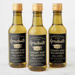 Studentfest Gratulerar Black Guld Elegant Mini Vinetikett