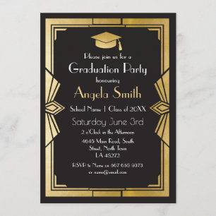 Studentfest Inbjudan Art Deco Gatsby Guld 1920-tal