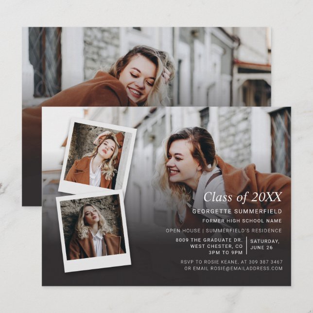 Studentfest Inbjudan Foto Collage Script (Fram/baksida)