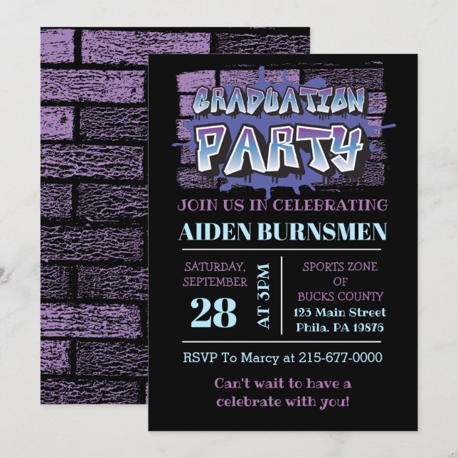 STUDENTFEST INBJUDAN Graffiti Brick Wall Party (Fram/baksida)