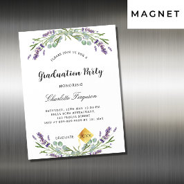 Studentfest lavender eucalyptus blommigt lyx magnetisk inbjudningskort