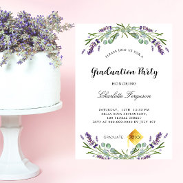 Studentfest lavender eucalyptus blommigtar inbjudan vykort