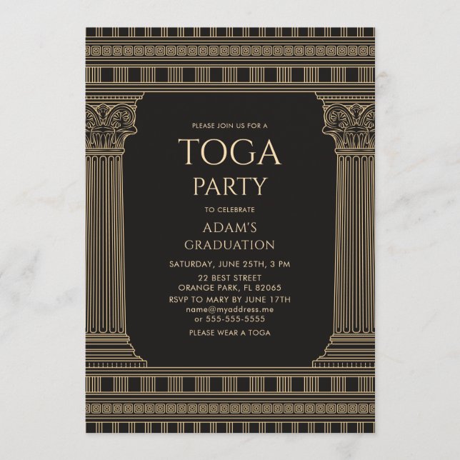 Studentfest med ANPASSNINGSBAR FÄRG Temple Inbjudningar (Framsida)