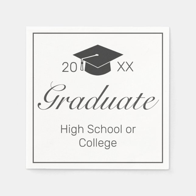 Studentfest Modern Minimalist White Black Pappersservett (Framsidan)