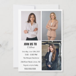 Studentfest Multi Photo Modern Grad 2025 Inbjudningar