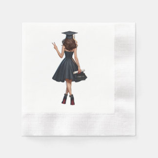 Studentfest Napkins Brunette "jag gjorde det!" Pappersservett
