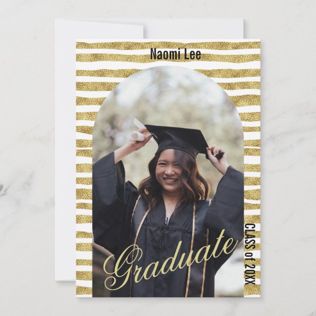 Studentfest om modern Golden Arc-Anpassningsbar Inbjudningar (Framsida)