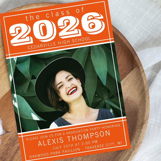 Studentfest Open House 2023 Photo Orange Inbjudningar (Skapare uppladdad)