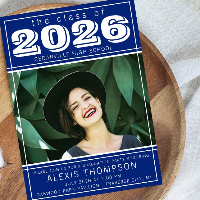 Studentfest Open House 2025 Photo Blue Inbjudningar (Skapare uppladdad)