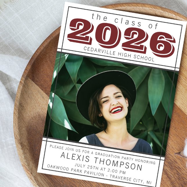 Studentfest Open House 2025 Photo Maroon Inbjudningar (Skapare uppladdad)