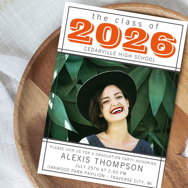 Studentfest Open House 2025 Photo Orange Inbjudningar (Skapare uppladdad)