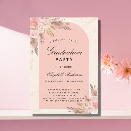 Studentfest pampasgräs ro guld  rosa inbjudningar