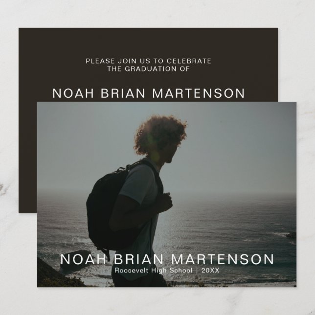 Studentfest Photo Inbjudningar (Fram/baksida)