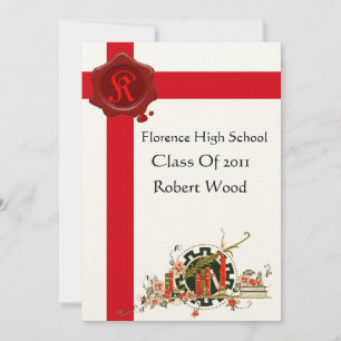 STUDENTFEST Red Vax Seal Monogram Inbjudningar