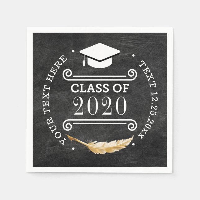 Studentfest Retro Chalkboard-klass 2020 Pappersservett (Framsidan)