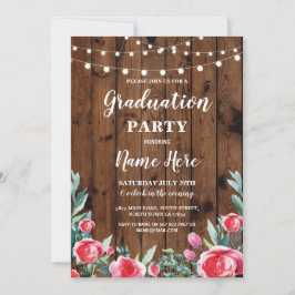 Studentfest Rosor Red Blommigt Wood Inbjudan Grad