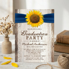 Studentfest Rustic Barn Wood Solros Ribbon Inbjudningar