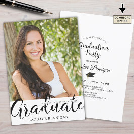 Studentfest Script Student Photo Black White Inbjudningar