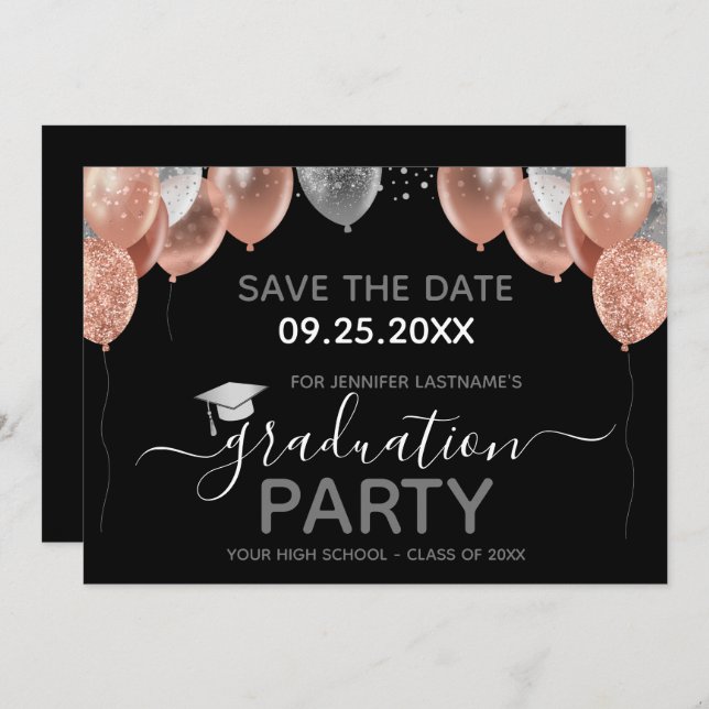 Studentfest Spara datuminbjudan Inbjudningar (Fram/baksida)