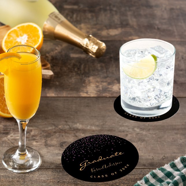 Studentfest student svart guld lila underlägg papper rund (Skapare uppladdad)