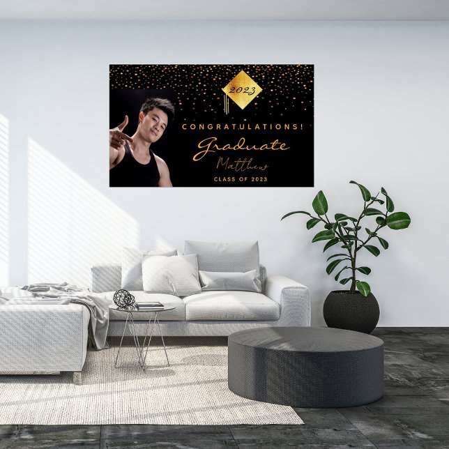 Studentfest svart guld-foto 2025 poster (Skapare uppladdad)