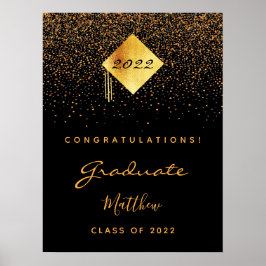 Studentfest svart guld student 2022 poster