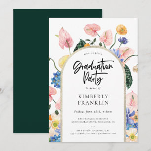 Studentfest till Golden Arch Summer Blommigt Inbjudningar