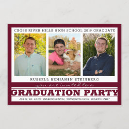 Studentfest Tre foton Markon & Silver Inbjudningar