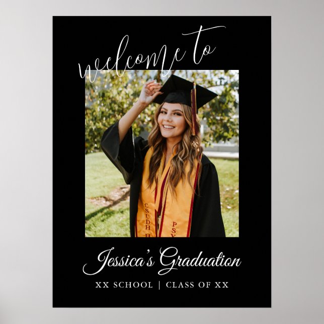 Studentfest: Vit välkomstsida för Photo Minimal Bl Poster (Framsidan)