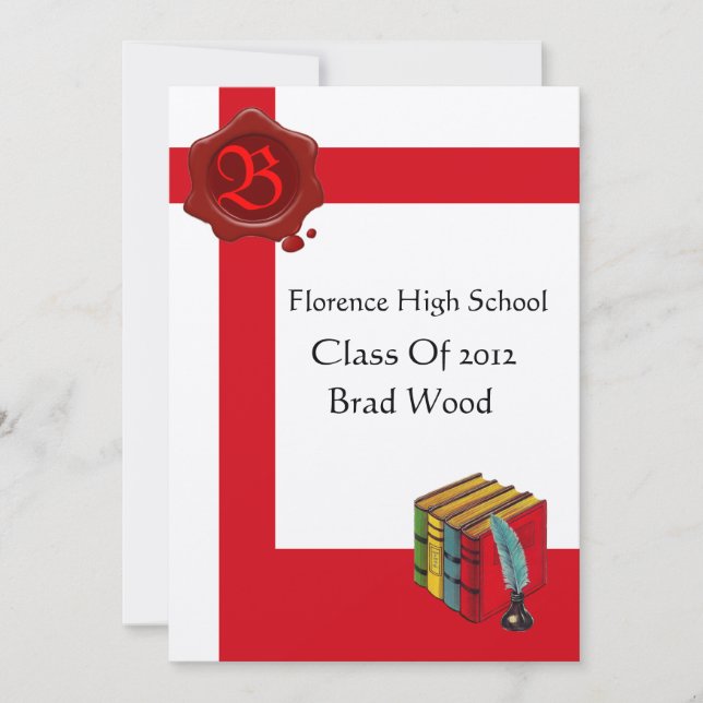 STUDENTFEST,Vit Vax-säl, Monogram,filt Inbjudningar (Framsida)