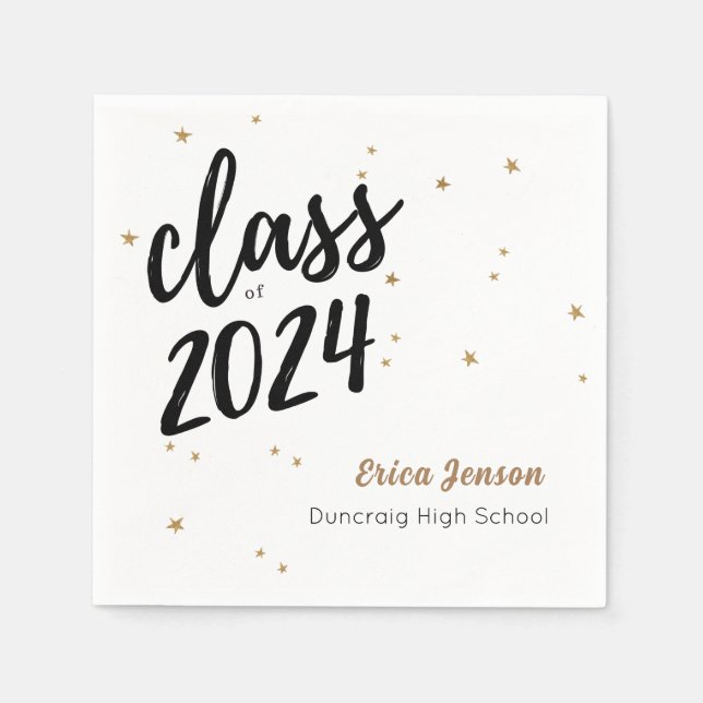 Studentfesten Anpassat namn för Guld Star Napkins Pappersservett (Framsidan)