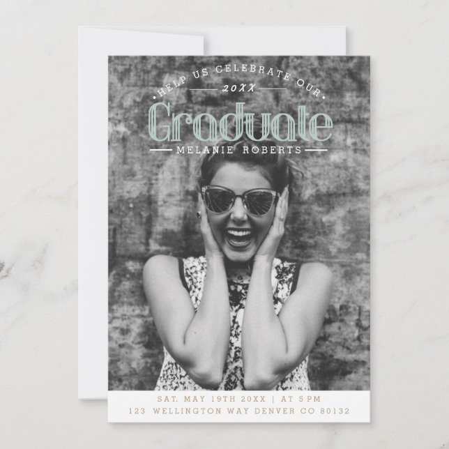 Studentfesten Återställning av vintage | Foto Inbjudningar (Framsida)