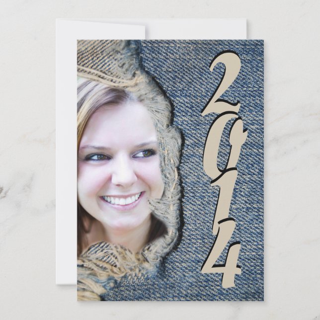 Studentfesten Avslappnad och Roligt Blue Jean Inbjudningar (Framsida)