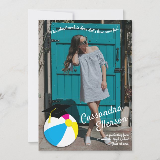 Studentfesten bassäng Party Beach Boll Inbjudningar (Framsida)