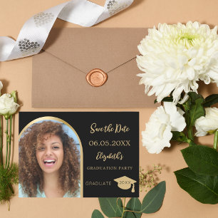 Studentfesten Black guld modern fotobåge Spara Datumet