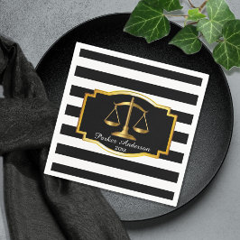 Studentfesten Black Stripe Guld Law Scales Pappersservett